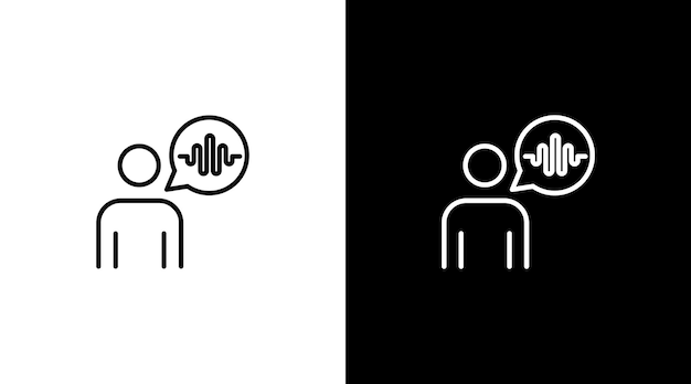 Diseño de icono de contorno de tecnología de onda de sonido de audio de logotipo de diálogo de voz humana