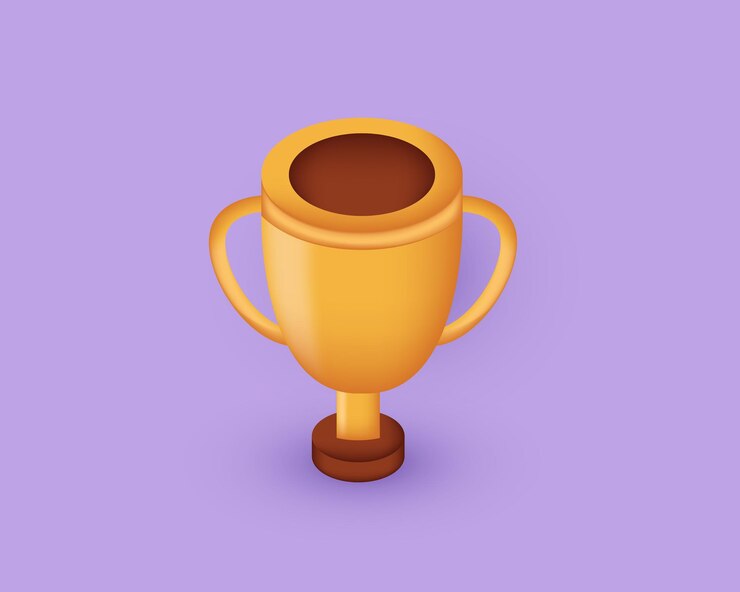 Vector el diseño del icono de la copa de trofeo 3d aislado en