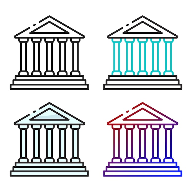 Diseño de icono de corte en cuatro variaciones de color