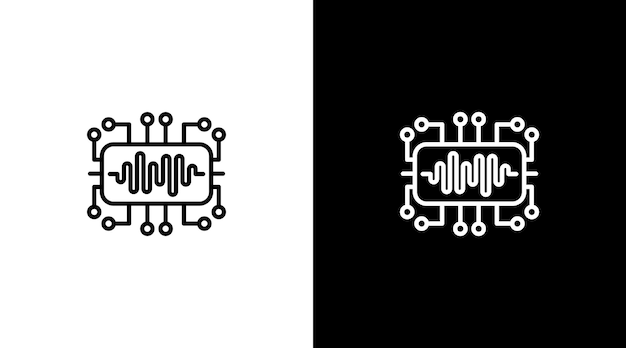 Diseño de icono de esquema de sistema de voz de onda de sonido de logotipo de tecnología de audio