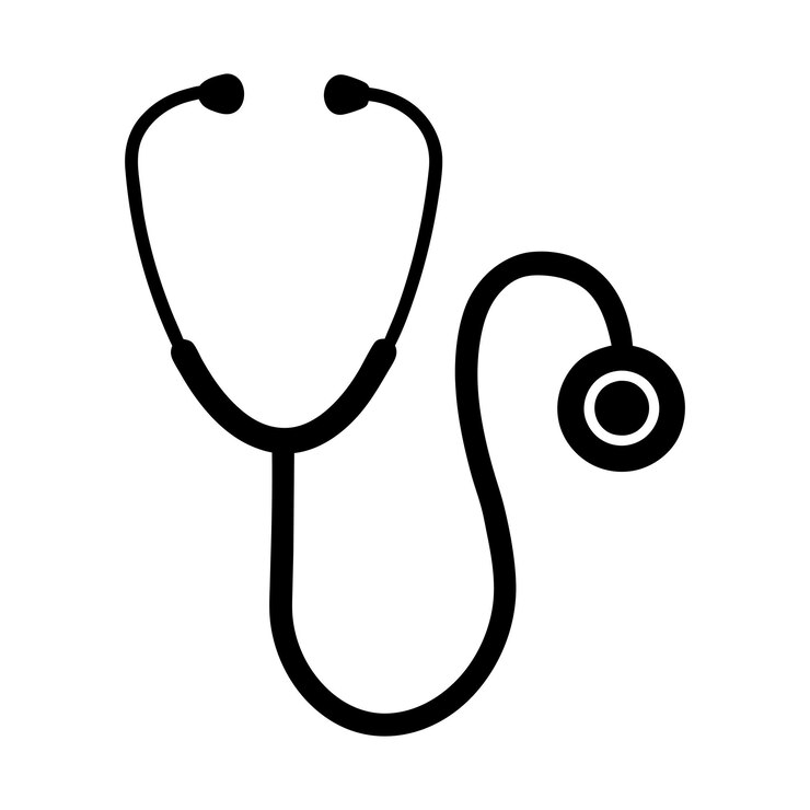 Diseño del icono del estetoscopio sobre fondo blanco