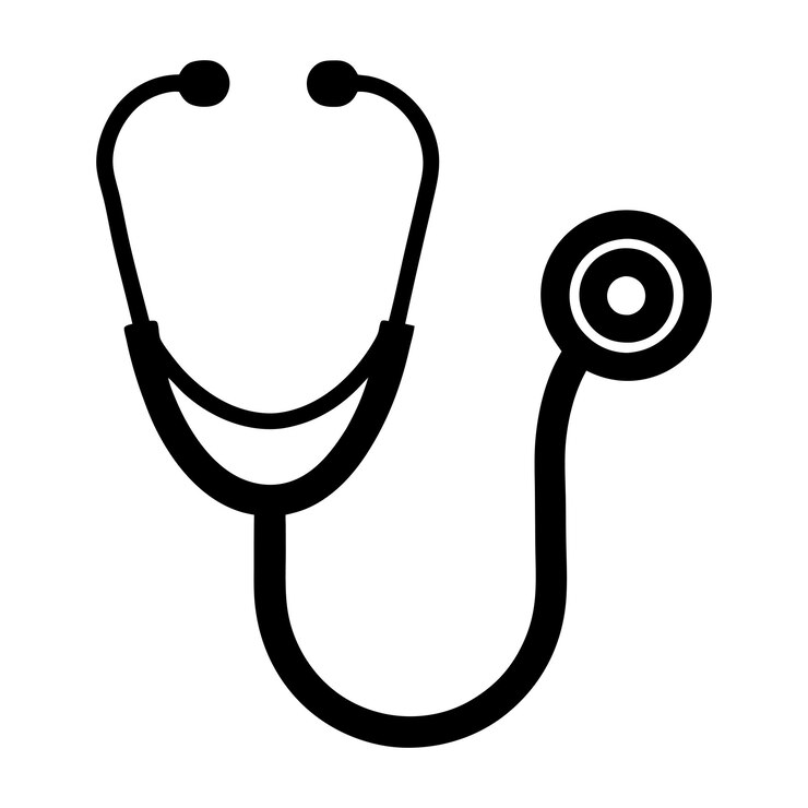 Diseño del icono del estetoscopio sobre fondo blanco