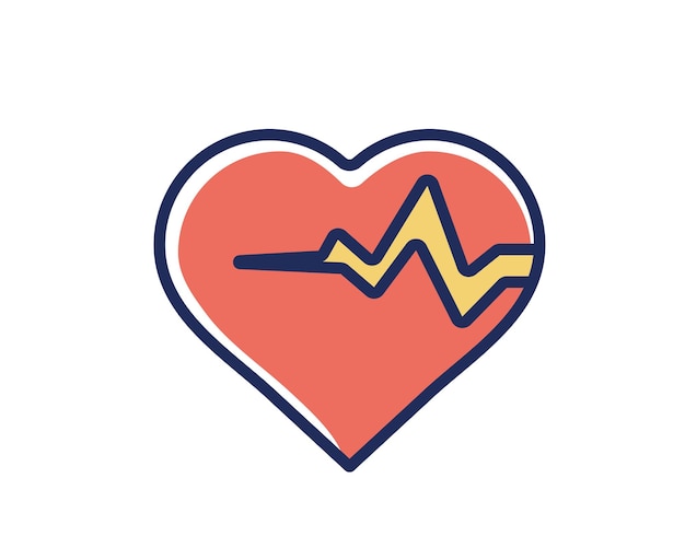 Diseño de icono de estilo de relleno de línea cardíaca de atención médica, clínica de examen de ayuda de emergencia y tema del paciente