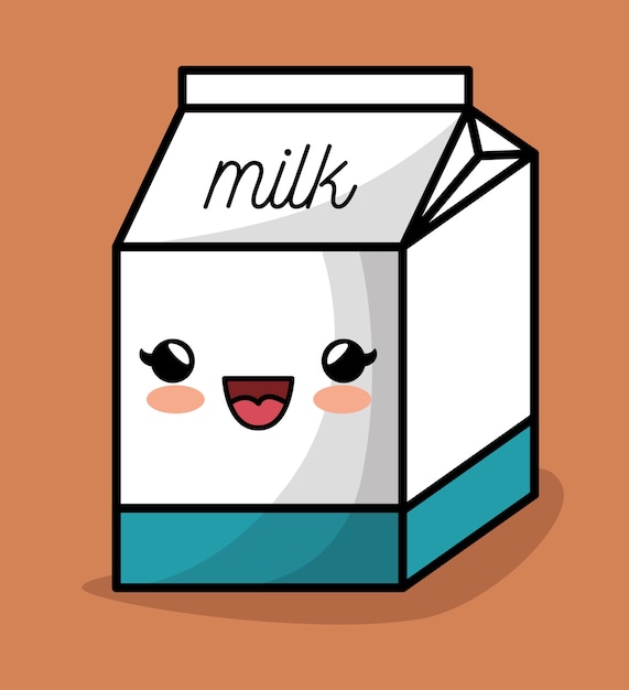 Diseño de icono feliz de leche caja kawaii