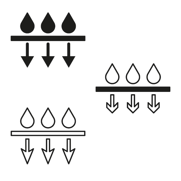 Diseño del icono de filtración Foco de gotas de agua Proceso de filtración del sistema Símbolo vectorial negro