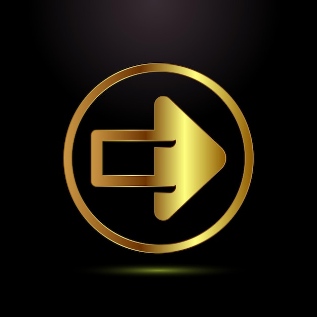 Diseño del icono de la flecha Ilustración del símbolo de la señal de flecha en estilo de color dorado