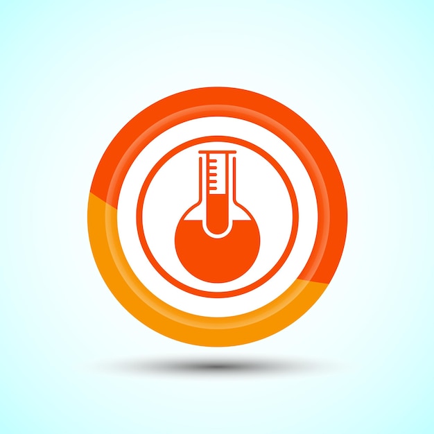 Diseño del icono del frasco Ilustración del icono de frasco químico para aplicaciones y sitios web Diseño del botón de color naranja