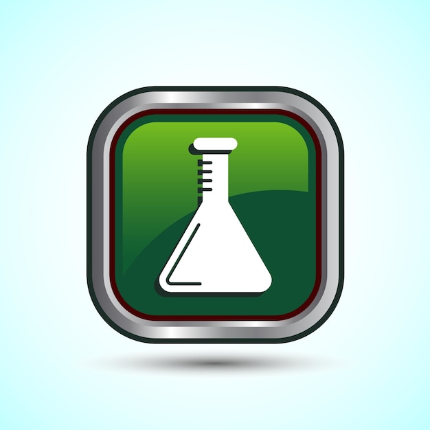 Diseño del icono del frasco Ilustración del icono de frasco químico para aplicaciones y sitios web Diseño del botón cuadrado de color verde