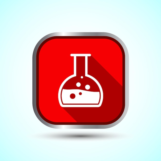 Diseño del icono del frasco de laboratorio Ilustración del icono de frasco químico para aplicaciones y sitios web Diseño del botón de sombra roja