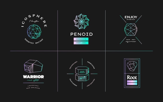 Diseño de icono geométrico conjunto moderno abstracto de vector en lstyle de moda