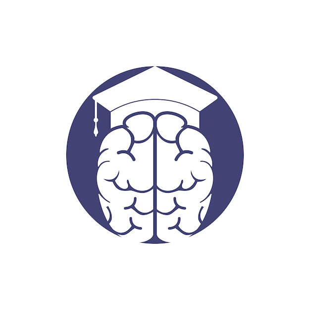 Diseño de icono de gorra de graduación y cerebro