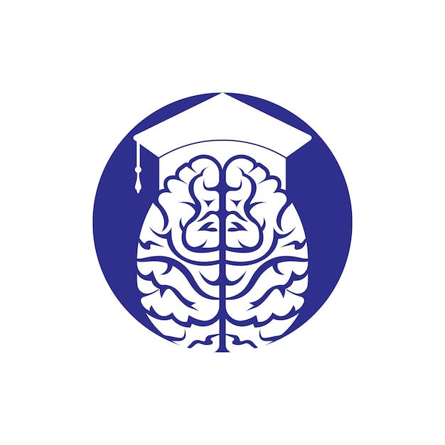 Diseño de icono de gorra de graduación y cerebro