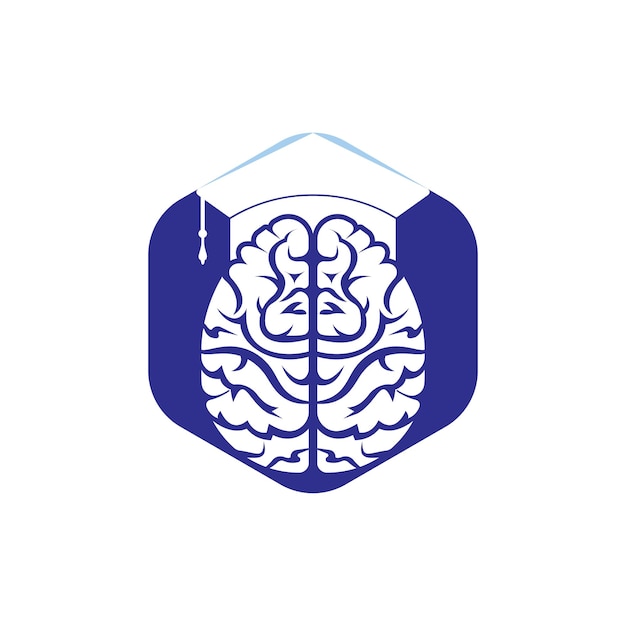 Diseño de icono de gorra de graduación y cerebro