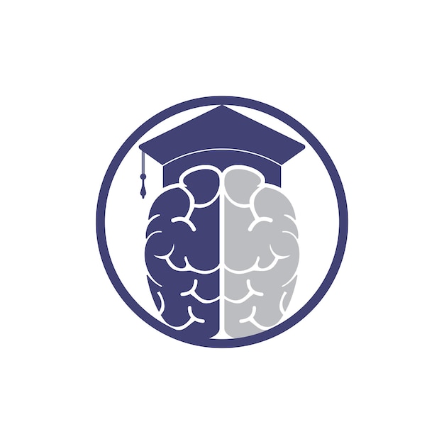 Diseño de icono de gorra de graduación y cerebro