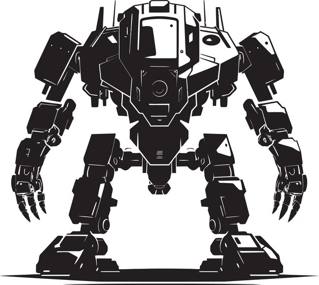 Vector diseño del icono de la guerra del behemoth de hierro emblema del robot negro del guardián cibernético