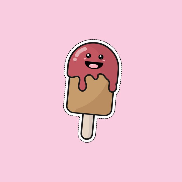 diseño de icono de helado kawaii