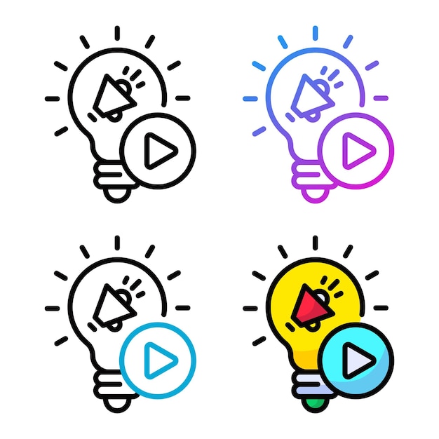 Diseño de icono de idea en cuatro colores de variación