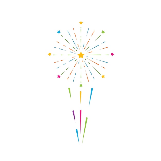 Diseño de icono de ilustración de vector de fuegos artificiales