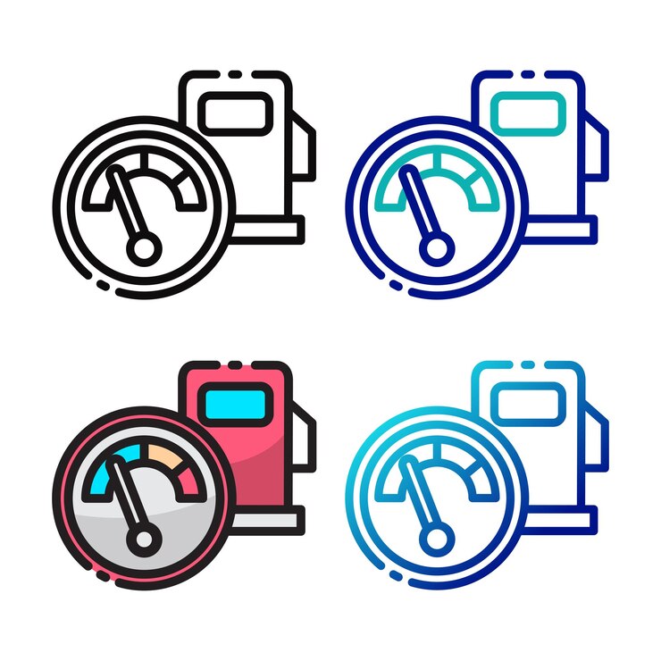 Vector diseño de icono de indicador de aceite en cuatro colores de variación