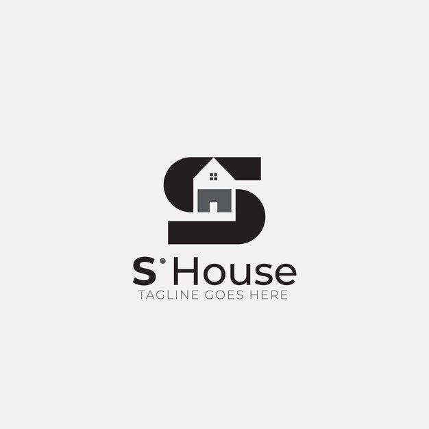 Vector el diseño del icono de la letra s y el logotipo de house es simple y minimalista