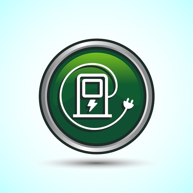 Diseño del icono del letrero de combustible Ilustración del icono de combustible para aplicaciones y sitios web Diseño del botón redondo de color verde