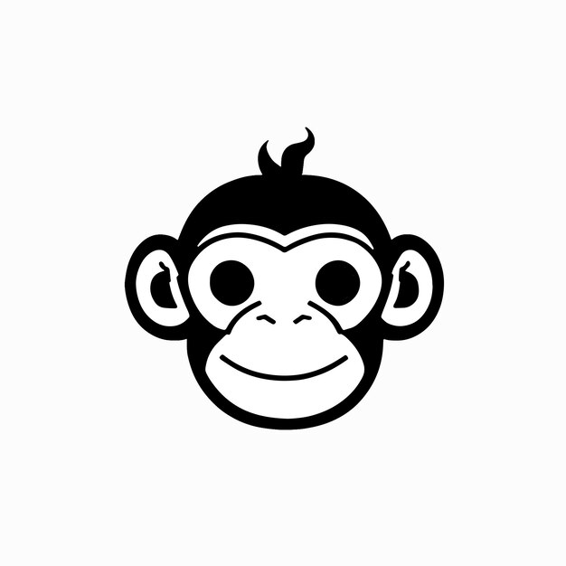 Diseño de icono de línea de cara de mono lindo ilustración vectorial