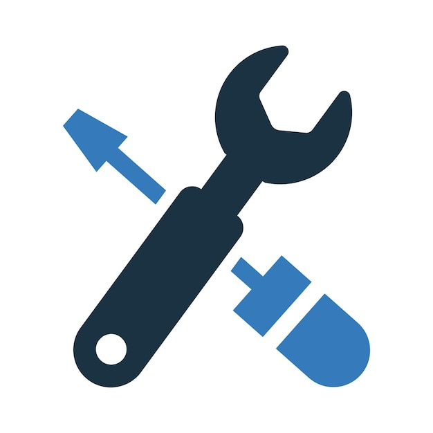 Diseño del icono de la llave inglesa de reparación de mantenimiento