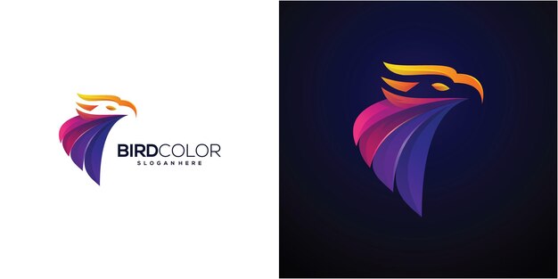 Diseño de icono de logotipo de águila halcón cabeza vector color completo