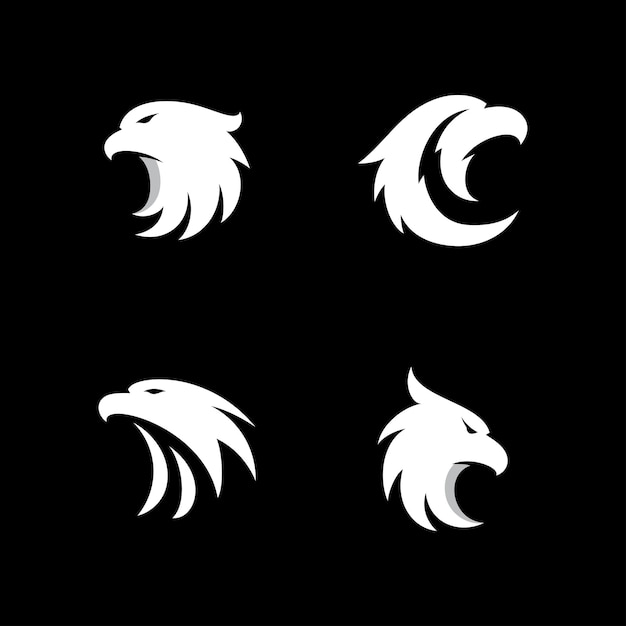 Diseño de icono de logotipo de águila vector de cabeza de halcón