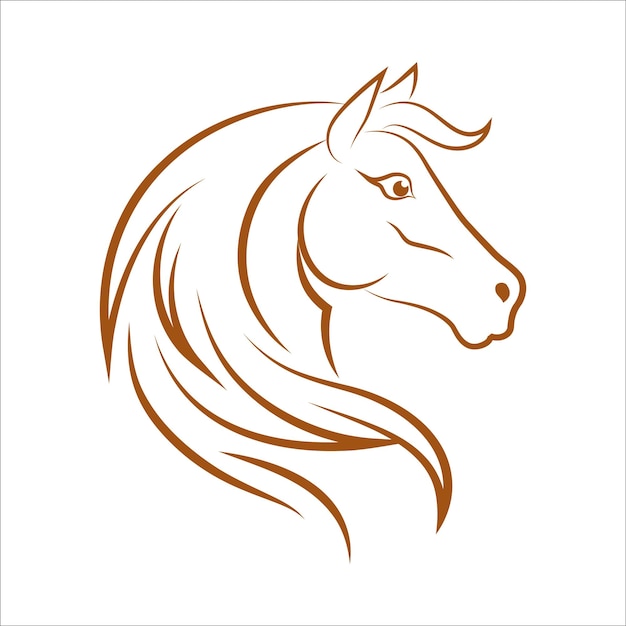 Diseño de icono de logotipo de arte de línea de caballo Vector de ilustración de icono de logotipo de animal minimalista moderno simple
