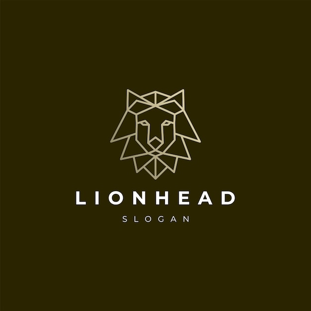Vector diseño de icono de logotipo de arte de línea de cabeza de león