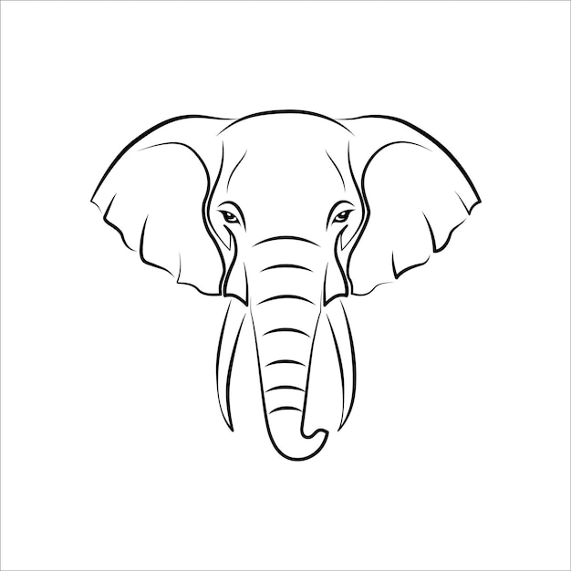 Vector diseño de icono de logotipo de arte de línea de elefante vector de ilustración de icono de logotipo de animal minimalista moderno simple