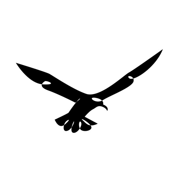 Diseño de icono del logotipo en blanco y negro con silueta de gaviota