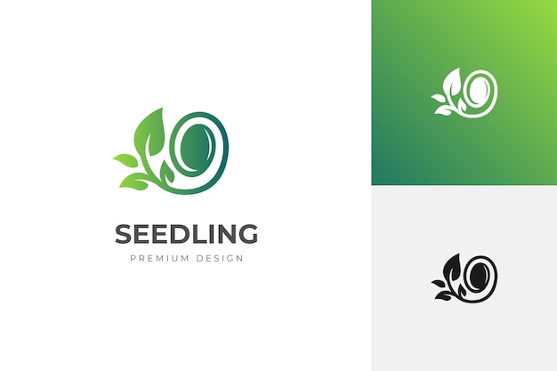 Vector diseño de icono de logotipo de brote con símbolo gráfico de crecimiento de semilla para plantilla de logotipo de vector de tierra verde verde