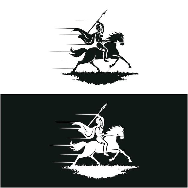 El diseño del icono del logotipo del caballero medieval Este logotipo representa la solidaridad, el liderazgo y la lealtad