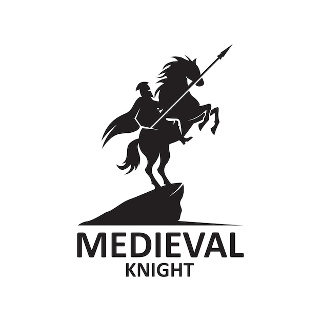 El diseño del icono del logotipo del caballero medieval Este logotipo representa la solidaridad, el liderazgo y la lealtad