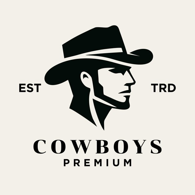 Diseño del icono del logotipo de la cara lateral de la cabeza del vaquero