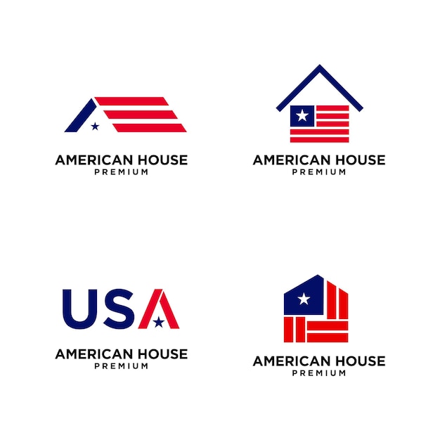 diseño de icono del logotipo de la casa estrella americana