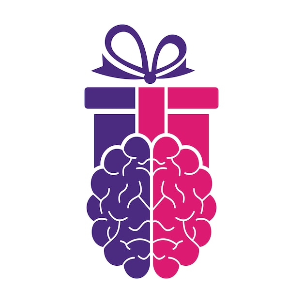 Diseño de icono de logotipo de cerebro de regalo.