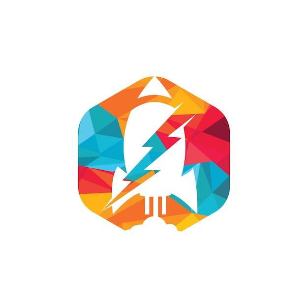 Diseño de icono de logotipo de cohete y rayo
