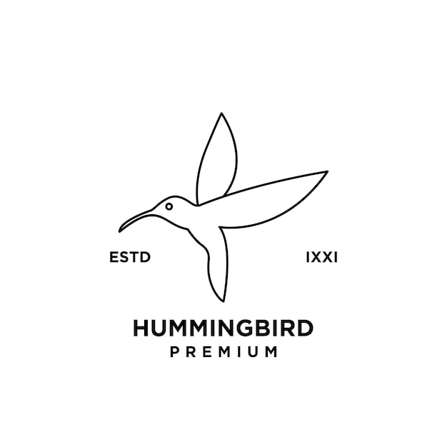 Diseño de icono de logotipo de contorno de línea de colibrí