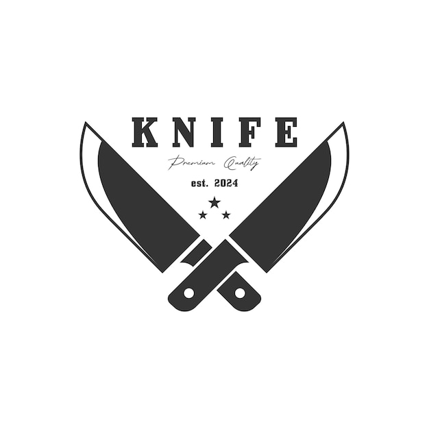 El diseño del icono del logotipo de la cuchilla de carnicero El diseño del logotipo del cuchillo de cocina del cuchilla del carnicero Vector elegante en fondo blanco Ilustración vectorial