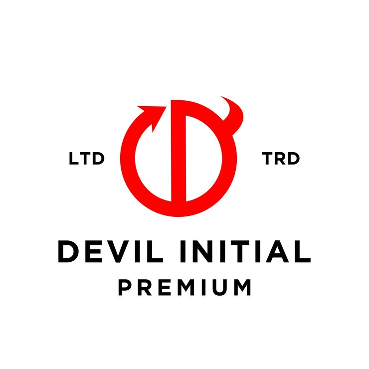 Vector diseño de icono de logotipo inicial de diablo infierno