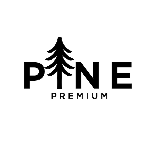 Diseño de icono de logotipo inicial de letra de árbol de pino