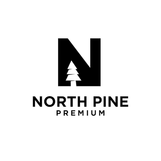 Diseño de icono de logotipo inicial de letra de árbol de pino