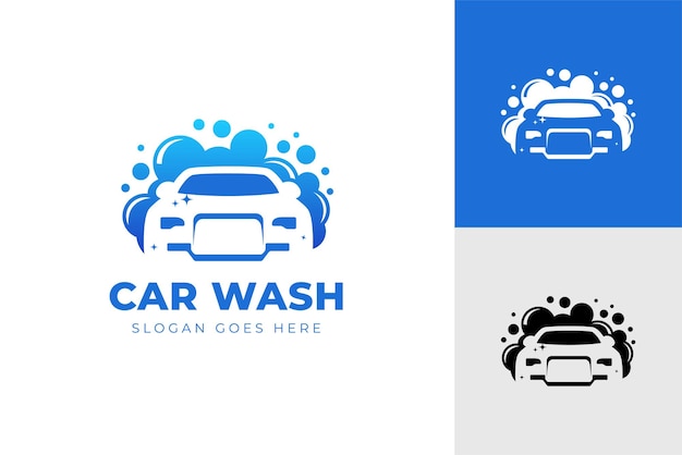 Diseño de icono de logotipo de lavado de coches elemento de diseño de ilustración de logotipo de limpieza de coches
