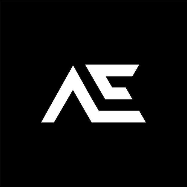 El diseño del icono del logotipo de la letra AE es de lujo moderno, menos blanco y negro.