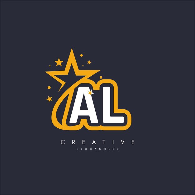 Diseño del icono del logotipo de la letra AL LA Star plantilla creativa para empresas y negocios