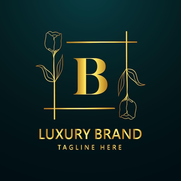 Diseño de icono de logotipo de letra B premium. Logotipo de borde de gema de marco de joyería de lujo. Icono de Belleza, Moda, Spa