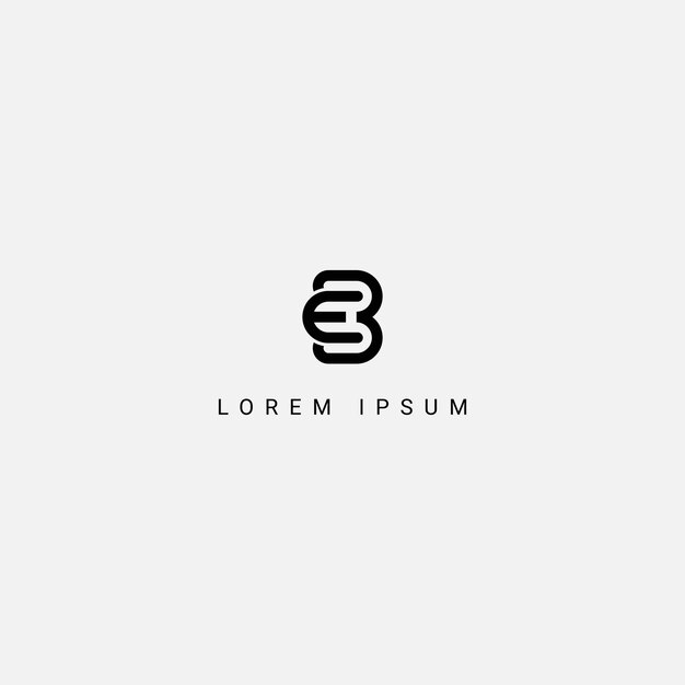 Diseño de icono del logotipo de la letra BE EB con elemento vectorial de fondo blanco de color negro
